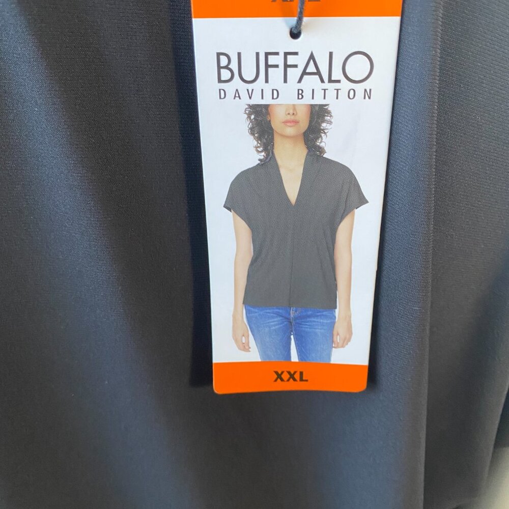 Buffalo David Bitton Women Elevated knit Vneck Black blouse cap sleeve size XXL - Picture 6 of 6